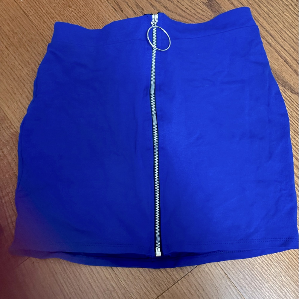 Fashion Nova blue  zip up mini skirt size medium